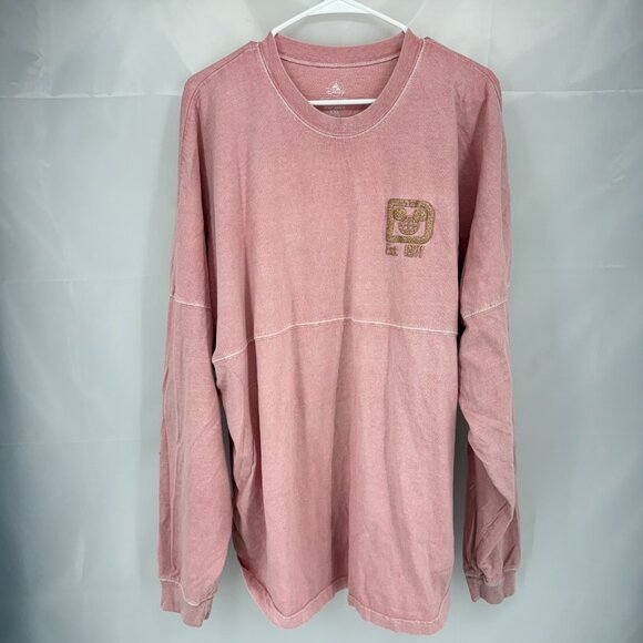 Disney Tops - Disney Spirit Jersey Women XXL Oversized Shirt Pink Disneyworld Spellout Glitter